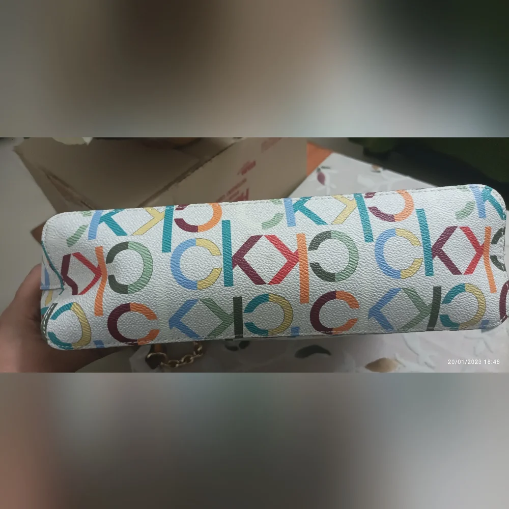 Authentic Calvin Klein coated PVC rainbow signature tote bag - Picture 2 of 14